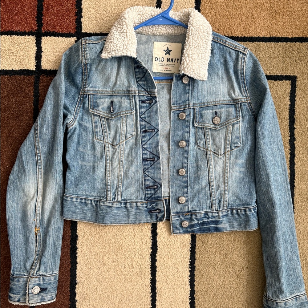 Old Navy Denim Jacket with Cream Sherpa Collar